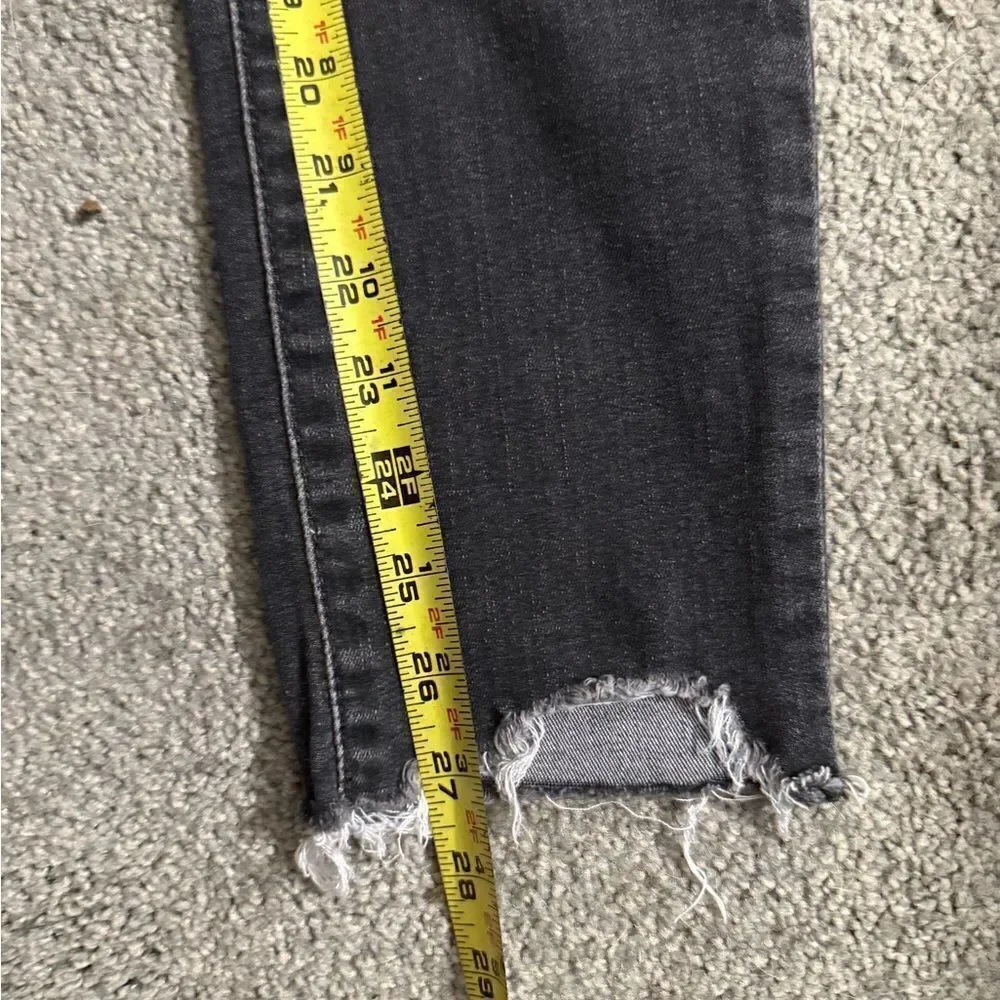 Levi 721 High Rise Skinny Jeans Black Frey Bottom Distressed Women's Size 8 - Picture 14 of 15